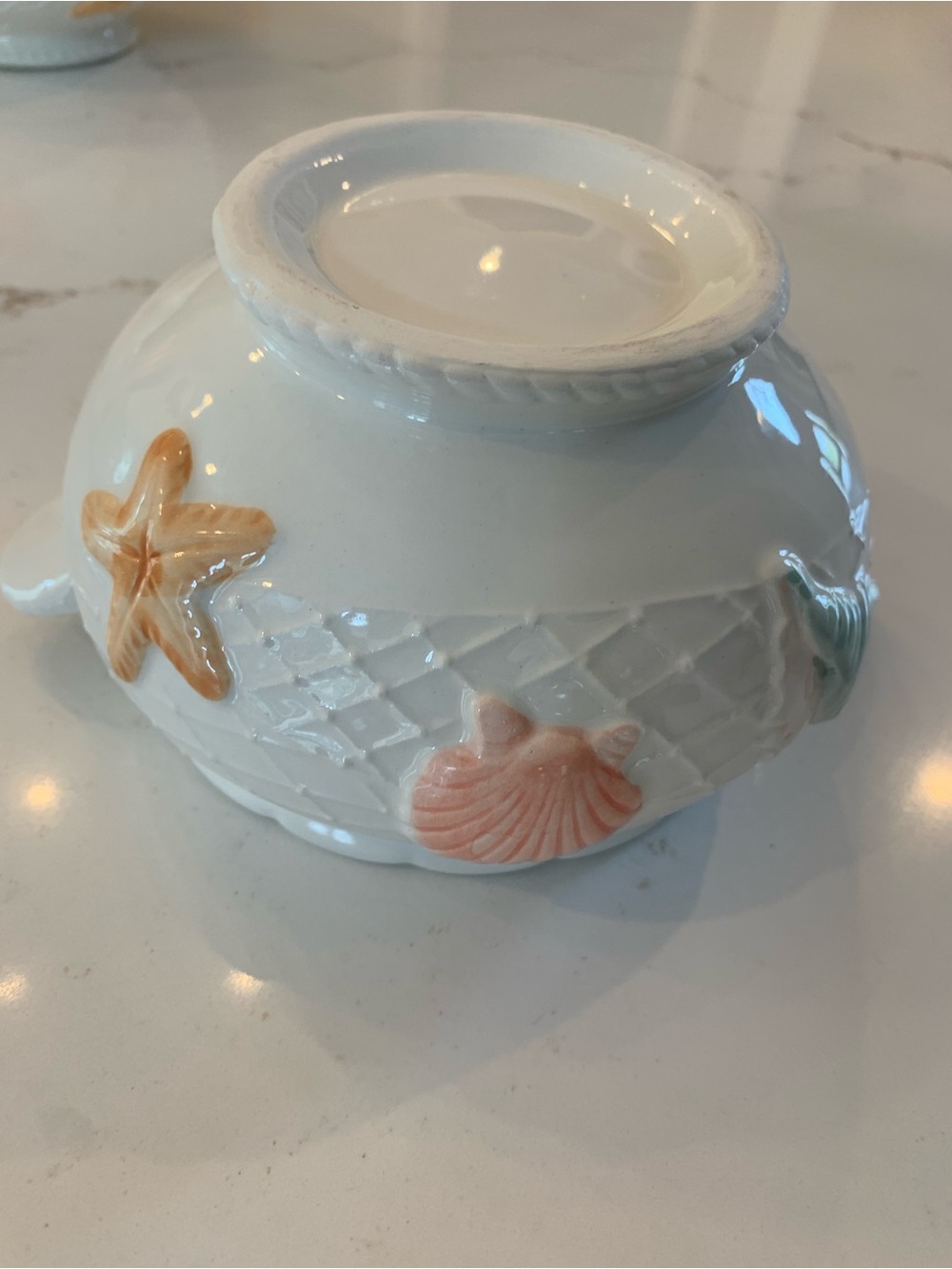 Sea Catch Ceramic Bowls Set Of (4) Beach Themed Serving Bowls Seashells Starfish